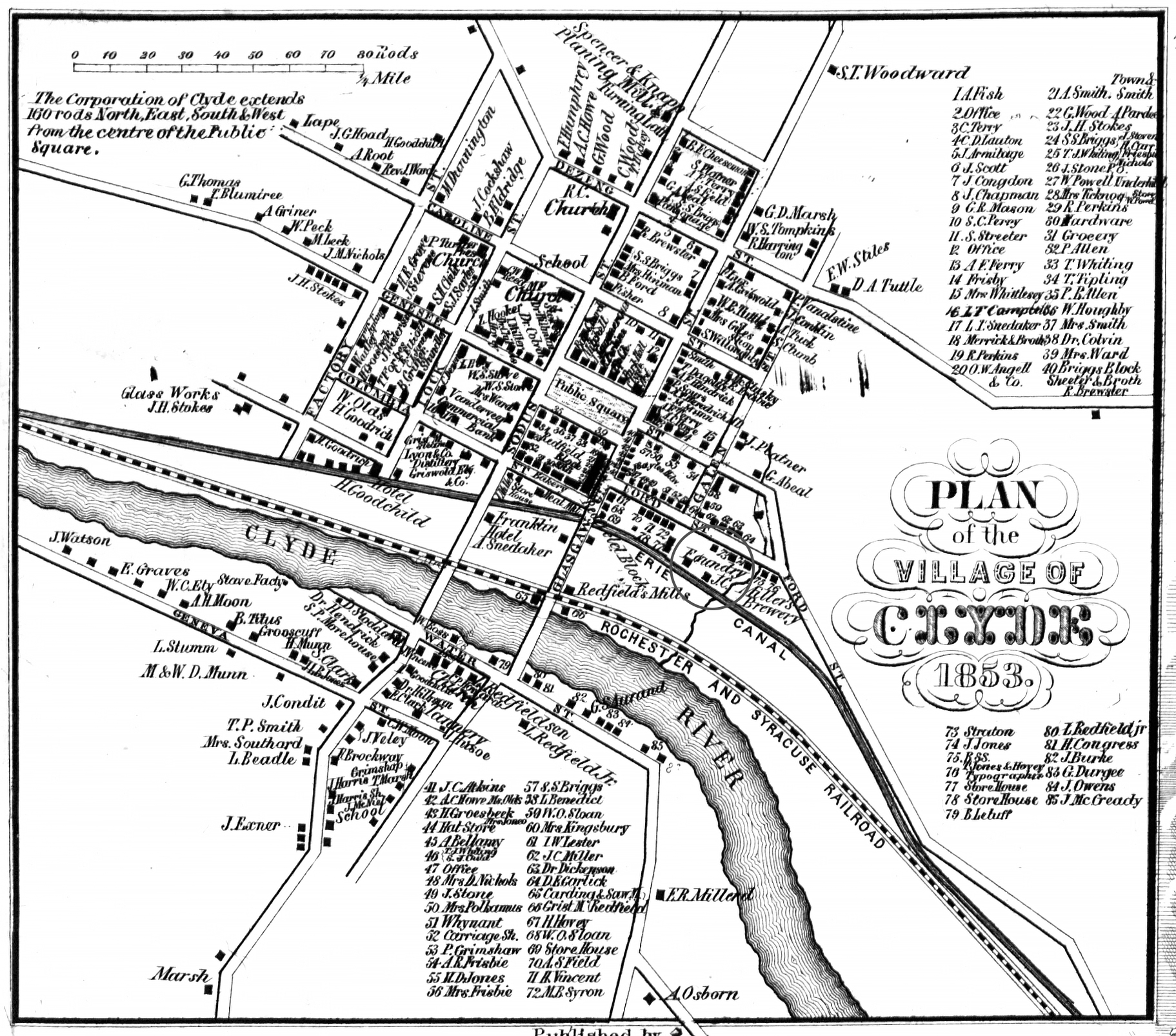 1853 Wayne County Gal-9 Foundry Excerpt Map